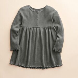 Little Co. by Lauren Conrad- Long-Sleeve Henley Dress, Charcoal, Size: 2T